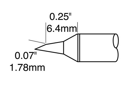 Metcal CVC-8BV6018P 800 Series 60° Beveled Solder Cartridge, 1.8 x 6.0mm