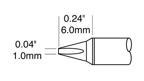 Metcal CVC-8CH0010P 800 Series Power Chisel Solder Cartridge, 1.0 x 6.0mm