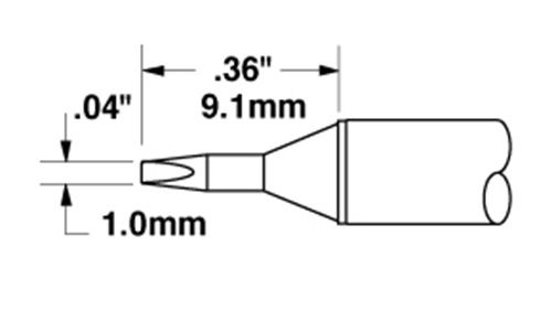 Metcal CVC-8CH0010S 800 Series Chisel Solder Cartridge, 1.0 x 9.1mm