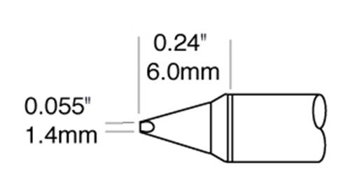 Metcal CVC-8CH0014P 800 Series Power Chisel Solder Cartridge, 1.4 x 6.0mm