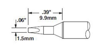 Metcal CVC-8CH0014S 800 Series Chisel Solder Cartridge, 1.5 x 9.9mm