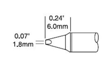 Metcal CVC-8CH0018P 800 Series Power Chisel Solder Cartridge, 1.8 x 6.0mm