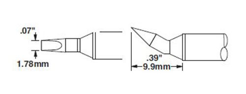 Metcal CVC-8CH0018R 800 Series 30° Bent Chisel Reach Solder Cartridge, 1.8 x 10mm