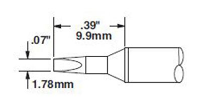 Metcal CVC-8CH0018S 800 Series Chisel Solder Cartridge, 1.8 x 9.9mm