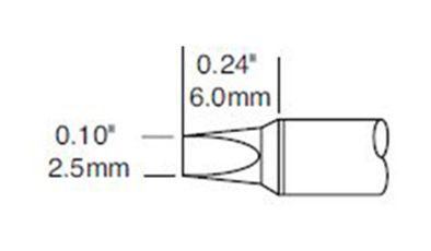 Metcal CVC-8CH0025P 800 Series Power Chisel Solder Cartridge, 2.5 x 6.0mm