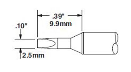 Metcal CVC-8CH0025S 800 Series Chisel Solder Cartridge, 2.5 x 9.9mm