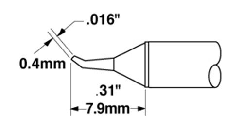 Metcal CVC-8CN0004R 800 Series 30° Bent Conical Solder Cartridge, 0.4 x 7.9mm