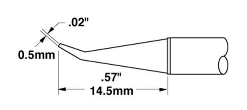 Metcal CVC-8CN0005R 800 Series 30° Bent Conical Reach Solder Cartridge, 0.5 x 15mm