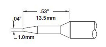 Metcal CVC-8CN0010A 800 Series Narrow Conical Solder Cartridge, 1.0 x 13.5mm