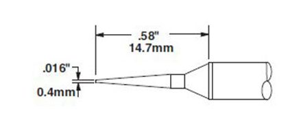 Metcal CVC-8CN1504A 800 Series Narrow Conical Solder Cartridge, 0.4 x 14.7mm