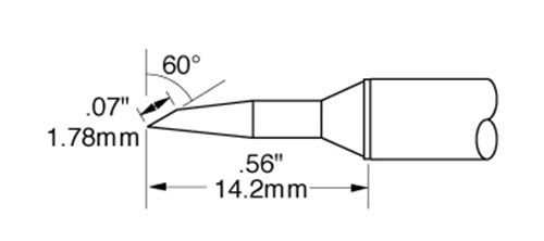 Metcal CVC-9BV6018R 900 Series 70° Beveled Solder Cartridge, 1.8 x 14mm