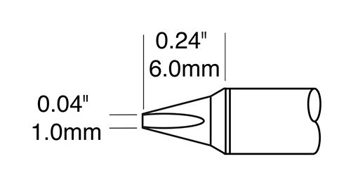 Metcal CVC-9CH0010P 900 Series 35° Chisel Solder Cartridge, 1.0 x 6.0mm