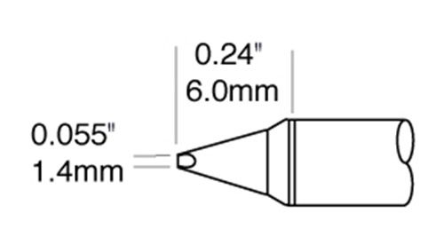 Metcal CVC-9CH0014P 900 Series 35° Chisel Solder Cartridge, 1.4 x 6.0mm