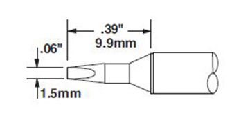 Metcal CVC-9CH0014S 900 Series Chisel Solder Cartridge, 1.5 x 9.9mm