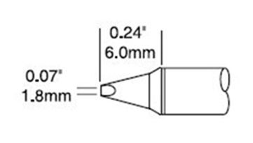 Metcal CVC-9CH0018P 900 Series Power Chisel Solder Cartridge, 1.8 x 6.0mm