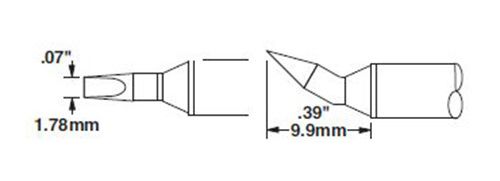 Metcal CVC-9CH0018R 900 Series 30° Bent Chisel Reach Solder Cartridge, 1.8 x 10mm