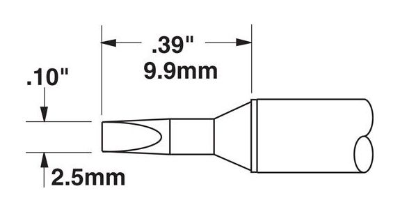 Metcal CVC-9CH0025P 900 Series 30° Chisel Solder Cartridge, 2.5 x 6.0mm