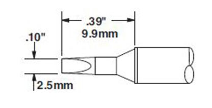 Metcal CVC-9CH0025S 900 Series Chisel Solder Cartridge, 2.5 x 9.9mm