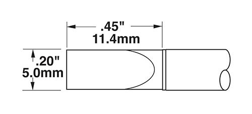 Metcal CVC-9CH0050A 900 Series 22° Chisel Solder Cartridge, 5.0 x 12mm