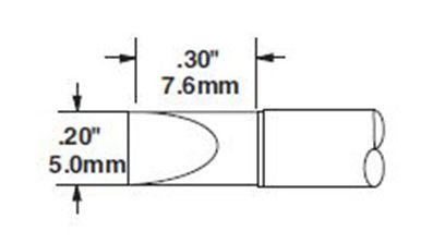 Metcal CVC-9CH0050S 900 Series Chisel Solder Cartridge, 5.0 x 7.6mm