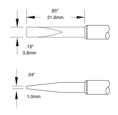 Metcal CVC-9CH2238A 900 Series 12° Chisel Solder Cartridge, 3.8 x 22mm