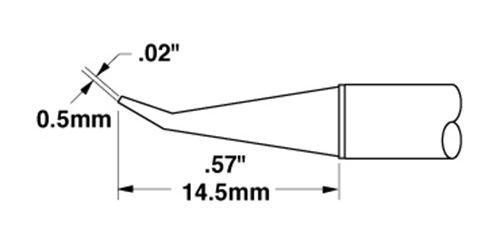 Metcal CVC-9CN0005R 900 Series 30° Bent Conical Reach Solder Cartridge, 0.5 x 15mm