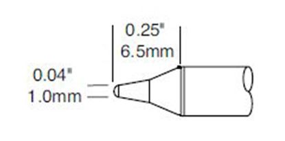 Metcal CVC-9CN0010P 900 Series Conical Solder Cartridge, 1.0 x 6.5mm