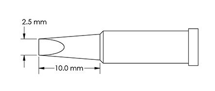 Metcal GT4-CH0025S Chisel Solder Tip, 2.5 x 10mm