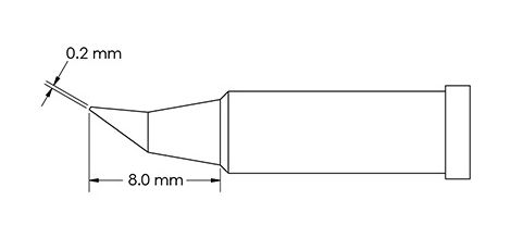 Metcal GT4-CN0002R Bent Conical Solder Tip, 0.2 x 8.0mm