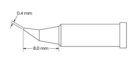 Metcal GT4-CN0004R Bent Conical Solder Tip, 0.4 x 8.0mm