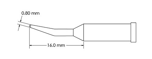 Metcal GT4-CN1608R Bent Conical Access Solder Tip, 0.8 x 16mm