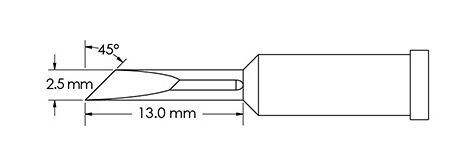 Metcal GT4-KN0025P Power 45° Knife Solder Tip, 2.5 x 13mm