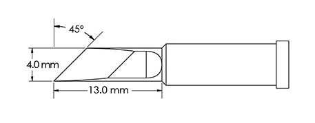 Metcal GT4-KN0040P Power 45° Knife Solder Tip, 4.0 x 13mm