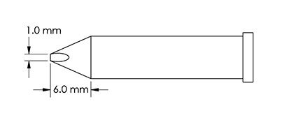 Metcal GT6-CH0010P Power 60° Sharp Conical Solder Tip, 1.0 x 6.0mm