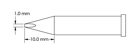 Metcal GT6-CH0010S 40° Chisel Solder Tip, 1.0 x 10mm