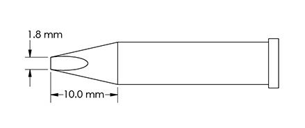 Metcal GT6-CH0018S 40° Chisel Solder Tip, 1.8 x 10mm