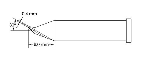 Metcal GT6-CN0004R 30° Bent Conical Solder Tip, 0.4 x 8.0mm