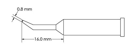 TIP, CONI, BENT, ACC, 0.8X16.0MM, GT6, 10 PK