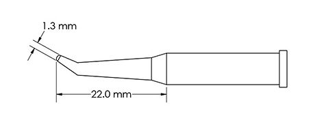 Metcal GT6-CN2213R Bent Conical Reach Solder Tip, 1.3 x 22mm