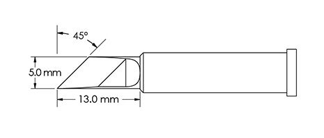 Metcal GT6-KN0050P Power 45° Knife Solder Tip, 5.0 x 13mm