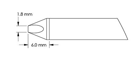 Metcal GTC-CH0018P Power 60° Chisel Solder Cartridge, 1.8 x 6.0mm