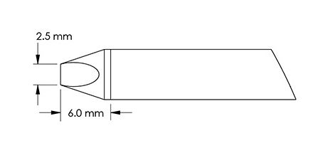 Metcal GTC-CH0025P Power 60° Chisel Solder Cartridge, 2.5 x 6.0mm