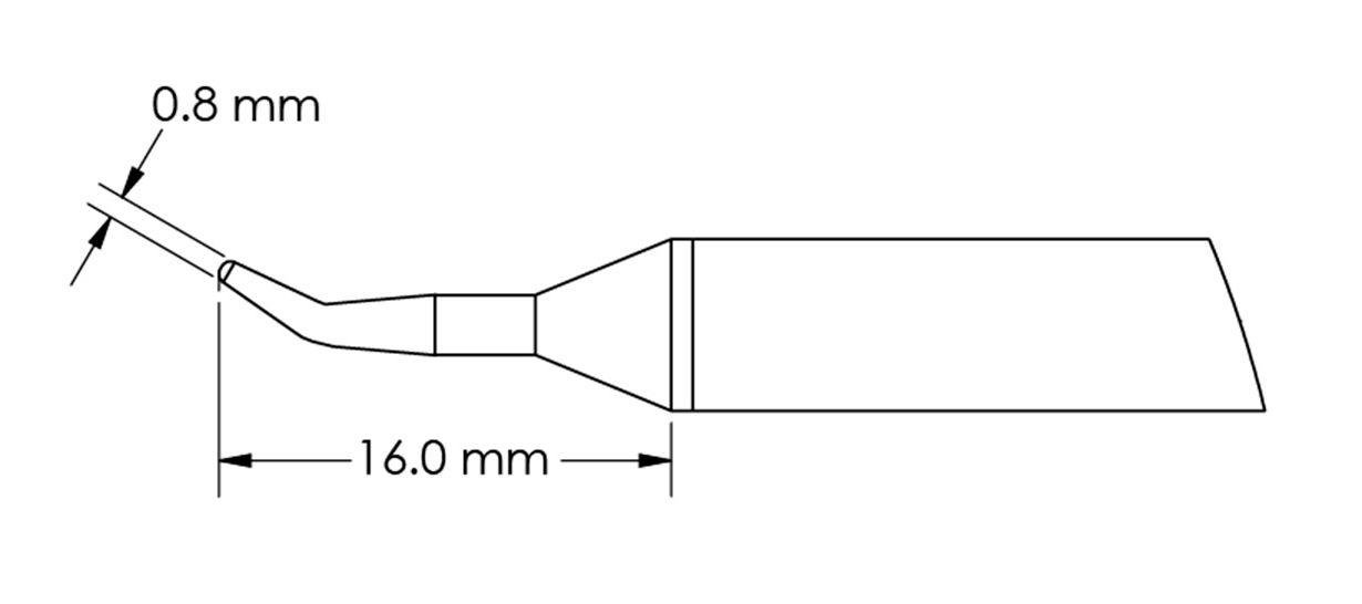 Metcal GTC-CN1608R Bent Conical Access Solder Cartridge, 0.8 x 16mm