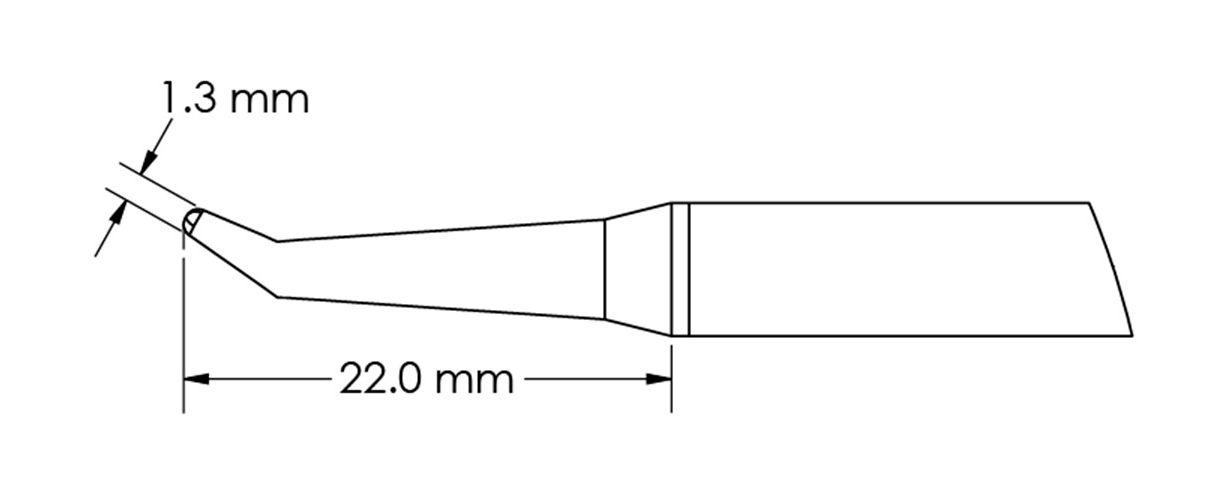 Metcal GTC-CN2213R Bent Conical Reach Solder Cartridge, 1.3 x 22mm