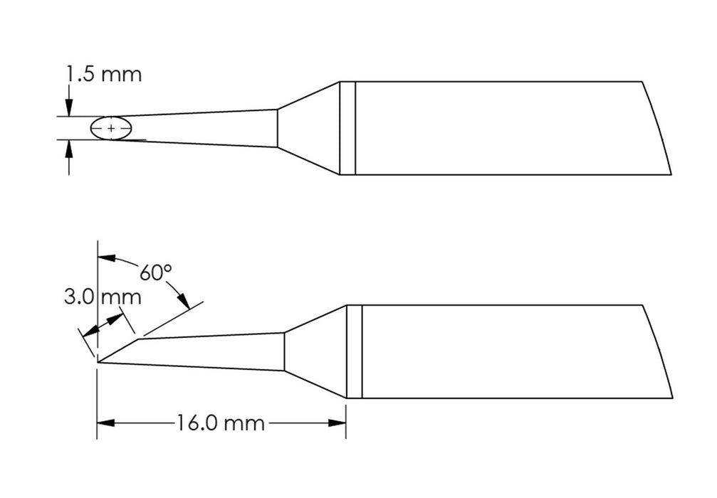 Metcal GTC-HF6015S Beveled 60° x 3.0mm Hoof Rework Cartridge, 1.5 x 16mm