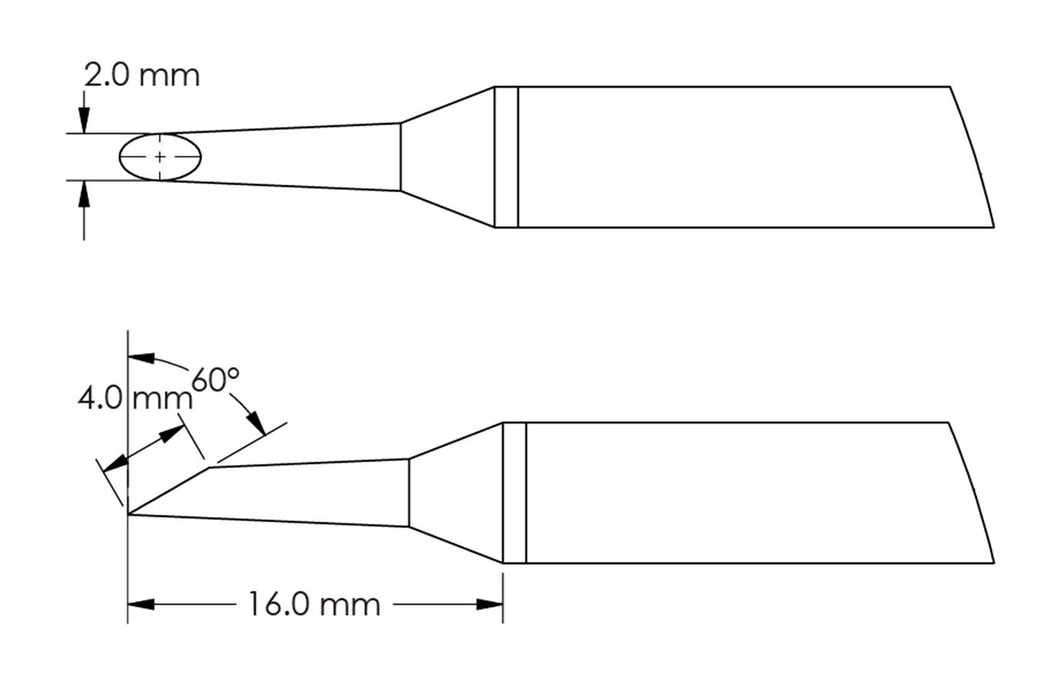 Metcal GTC-HF6020S Beveled 60° x 4.0mm Hoof Rework Cartridge, 2.0 x 16mm