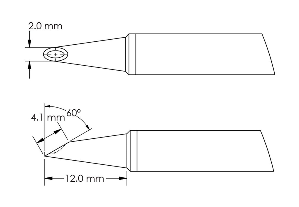 Metcal GTC-HF6020V Beveled 60° x 4.1mm Concave Hoof Rework Cartridge, 2.0 x 12mm