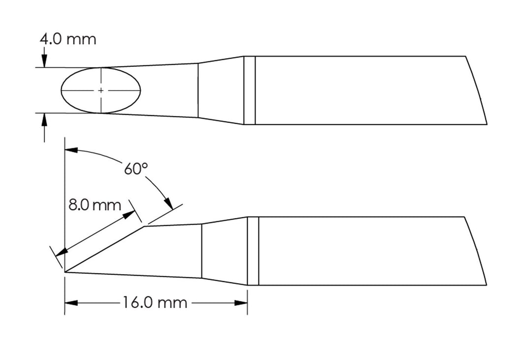 Metcal GTC-HF6040S Beveled 60° x 8.0mm Hoof Rework Cartridge, 4.0 x 16mm