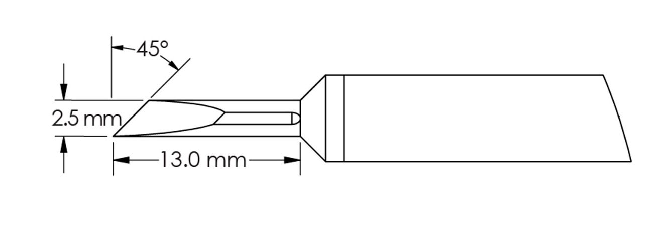 Metcal GTC-KN0025P Power 45° Knife Rework Cartridge, 2.5 x 13mm