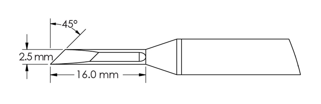 Metcal GTC-KN0025S 45° Knife Rework Cartridge, 2.5 x 16mm